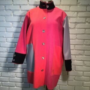 Susan Bristol Color Block Fleece Jacket Coat length 2X